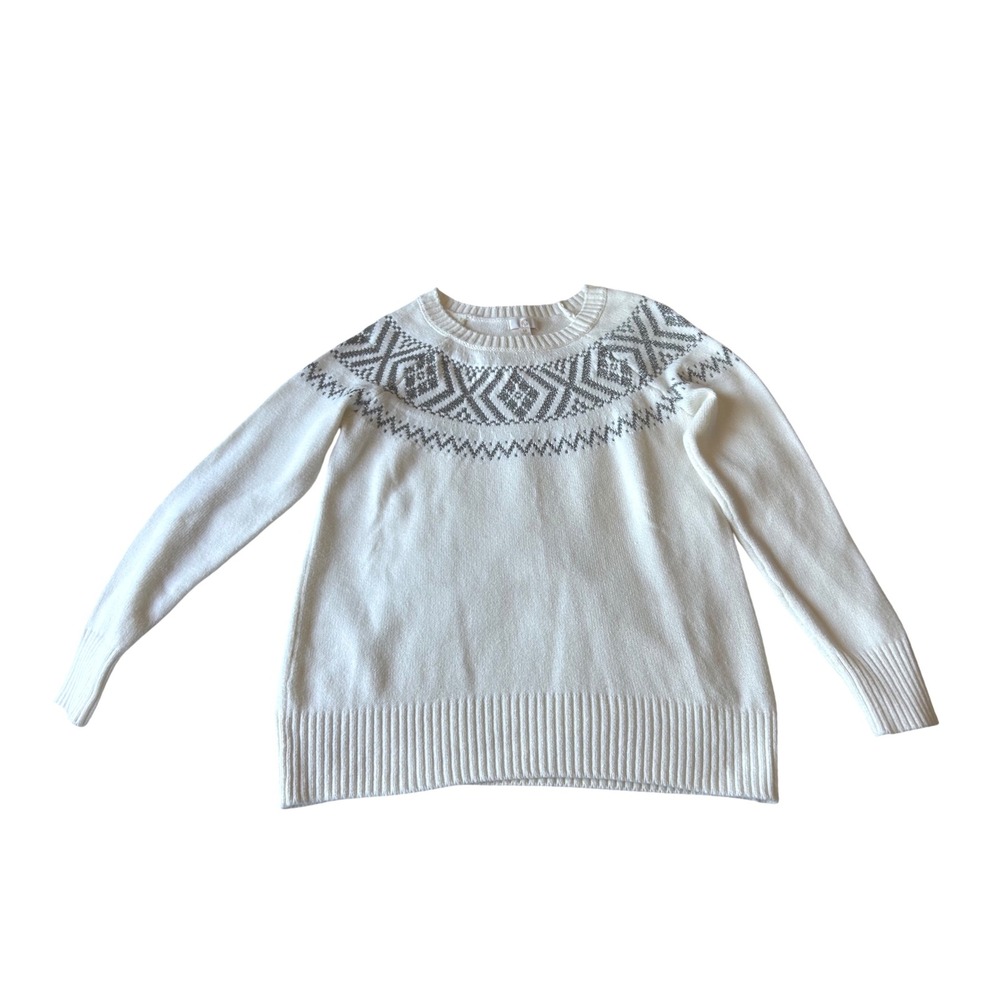Liz Clairborne Cream Fair Isle Sweater - Womens Size M‎ - Winter Holiday Cozy